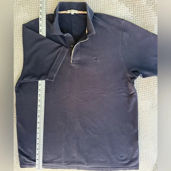 Burberry London Navy Polo Shirt 👕 Classic Logo | Men’s L (Slim Fit) Cotton - Picture 6 of 14